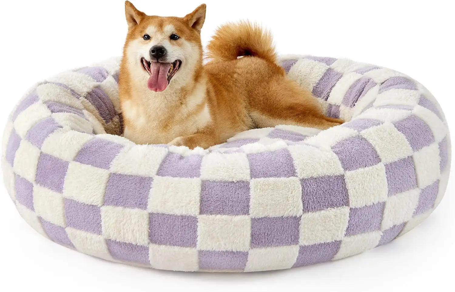 Donut Small Dog Bed Round Cat Beds for Indoor Cats Anti-Anxiety Calming Pet Beds Washable Cute Modern Cat Nest