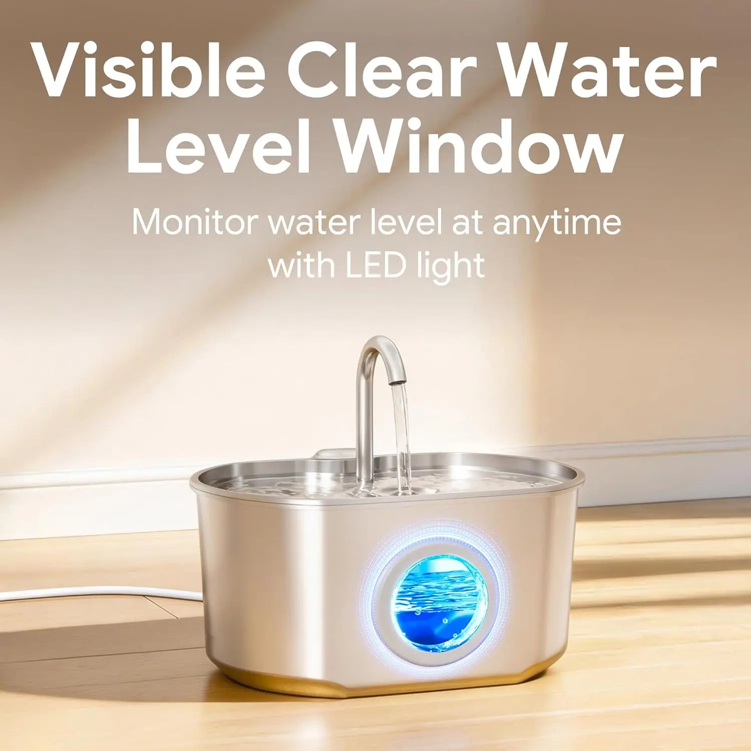 Custom 73oz/2.2L Stainless Steel Cat Water Fountain with Filter & Sponge Automatic Dog & Cat Drinking Dispenser OEM ODM