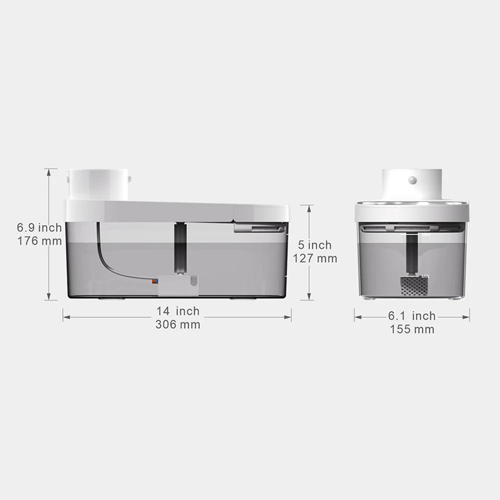 4L 5000mAh Automatic Pet Water Dispenser Wireless Stainless Steel Bowl Cat Drinking Fountain Charging Sensor Oval Shape Battery