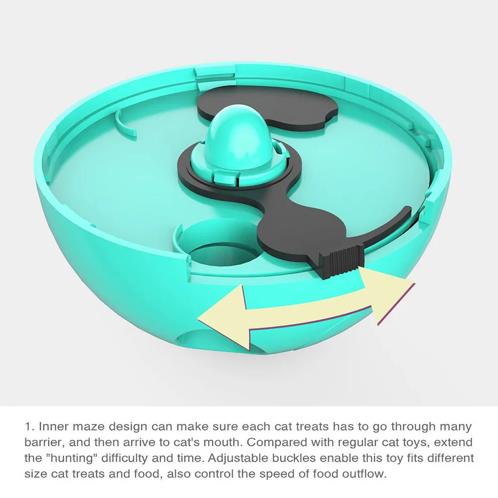 Eco-Friendly Plastic Cat Teaser Stick Slow Feeder Ball Funny Tumbler Food Dispenser for Kitten Pets Supplies