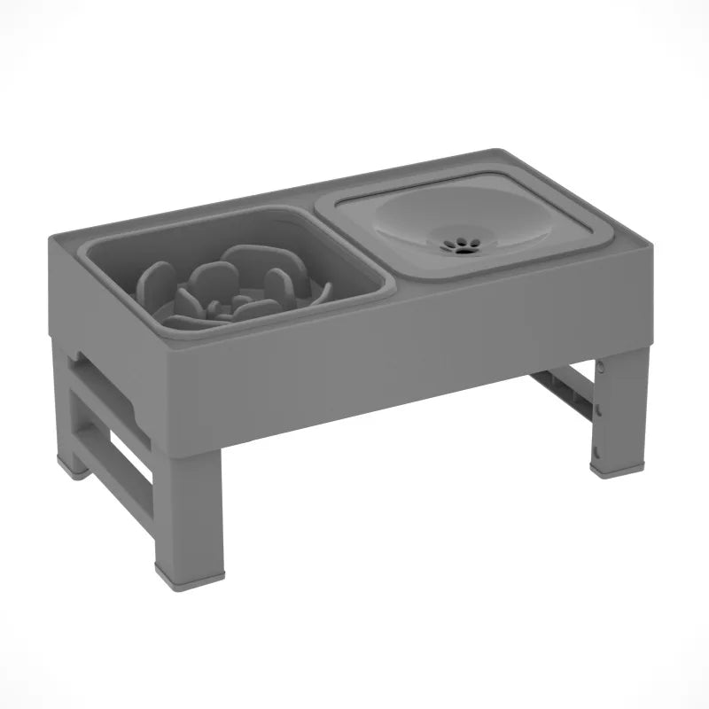 Elevated Slow Feeder Dog Bowls Raised Stand with Non Spill Dog Water Bowl Adjustable Dog Food Bowl