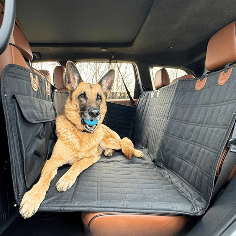 Backseat Extender for Dogs Waterproof Hard Bottom Dog Car Seat Cover with Door Covers Seat Extender with Mesh Window and Storage