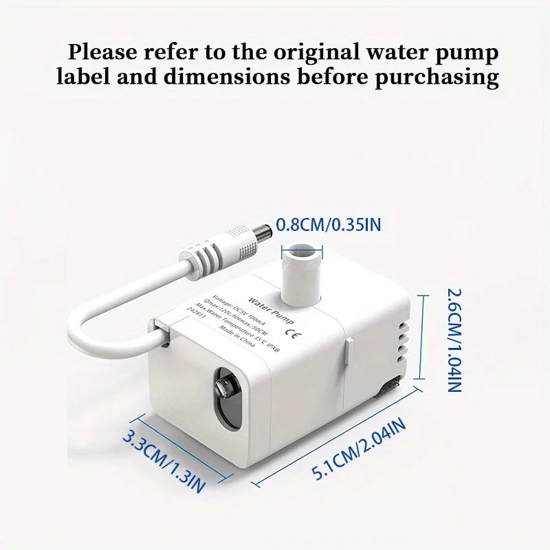 Replacement Pump for Pet Water Fountains Ultra-Quiet Water Pump for 2.2L & 3.2L Cat Water Fountain Suitable for Cats Dogs