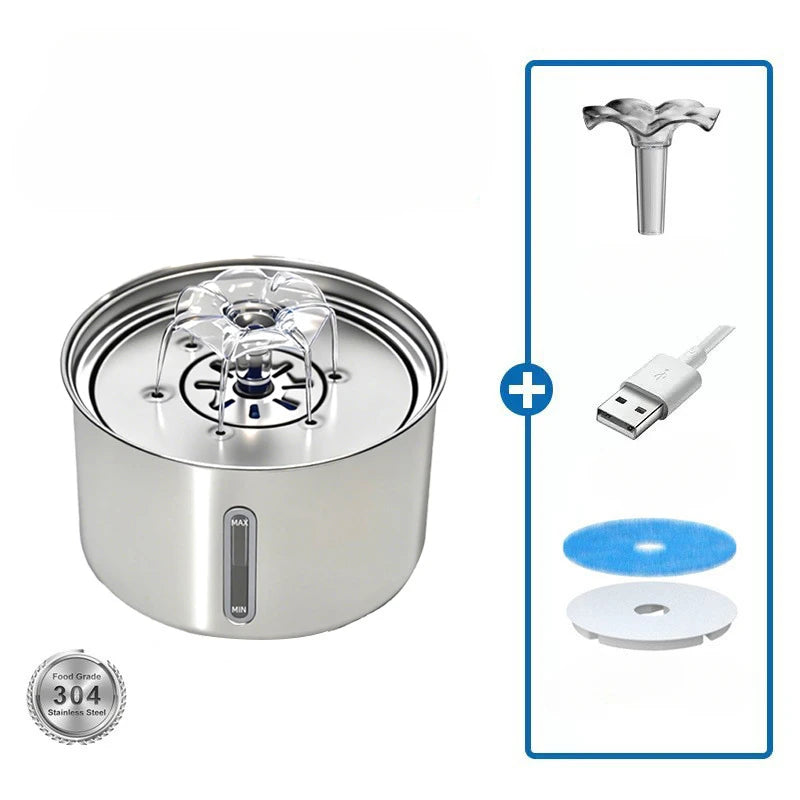 Wholesale 3L 304 Stainless Steel Pet Water Dispenser Smart Automatic Cat Dog Feeding Fountain Charging Power Source Pet Supplies