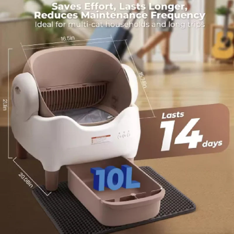 Automatic Cat Litter Box Large Space Smart Tray Self-cleaning Cats Litter Tray Open-top Odor Eliminator APP Control Cat Toilet