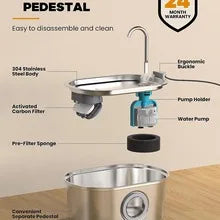 3.2L Oval Stainless Steel Cat Water Fountain with Water Level Window Automatic Dog Water Dispenser for Cat Fountain