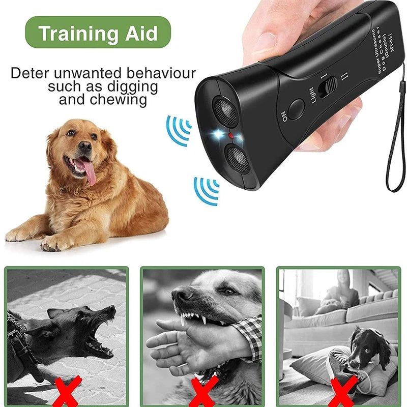 Dropshipping Electronic Pet Dog Repeller LED Ultrasonic Anti Barking Device Ultrasonic Anti Bark Training Equipment Battery Work