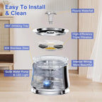 Water Level Window Cat Water Fountain Stainless Steel 2.5L Automatic Pet Water Fountain Auto Power off Cat Fountain for Drinking