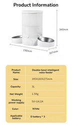3L Two Bowls OEM Smart Automatic Dog Feeder WIFI Remote Control Dog Food Dispenser  Timing Automatic Pet Feeder Cat Dog Products