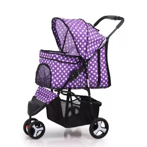 Dog Stroller Pet Trrolley for Small Medium Dogs Cats Foldable Dog Jogging Cage Travel Carrier with Cup Holder and Storage Basket