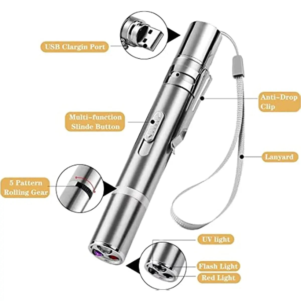 Laser Pointer Cat Toys for Indoor Cats Kitten Laser Pen Toy USB Charging Indoor LED Light Pointer Interactive Toy Cat Kitten
