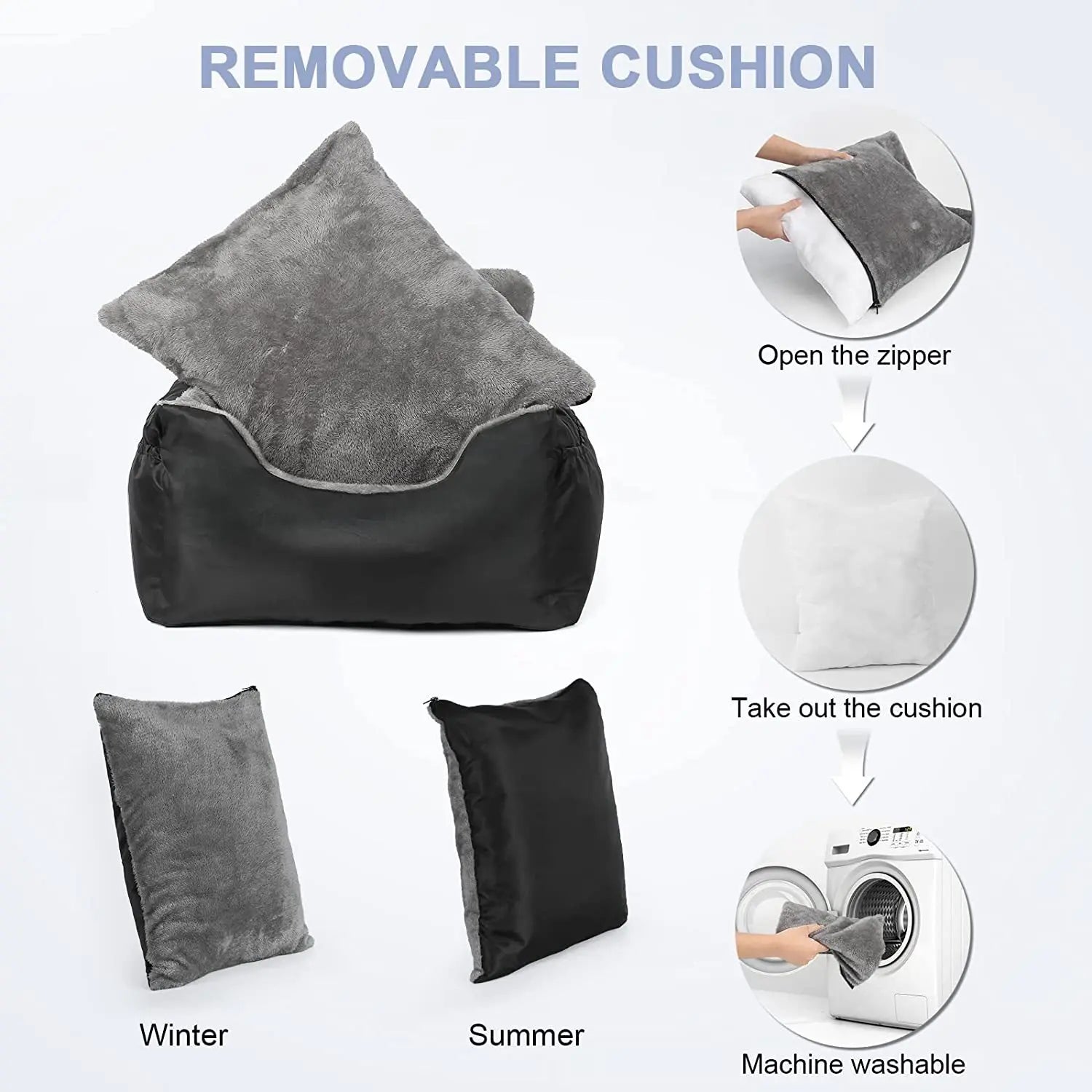 Dog Car Seat for Small Dogs Detachable and Washable Soft Dog Booster Seats with Storage Pockets Leash Pet Car Travel Carrier Bed
