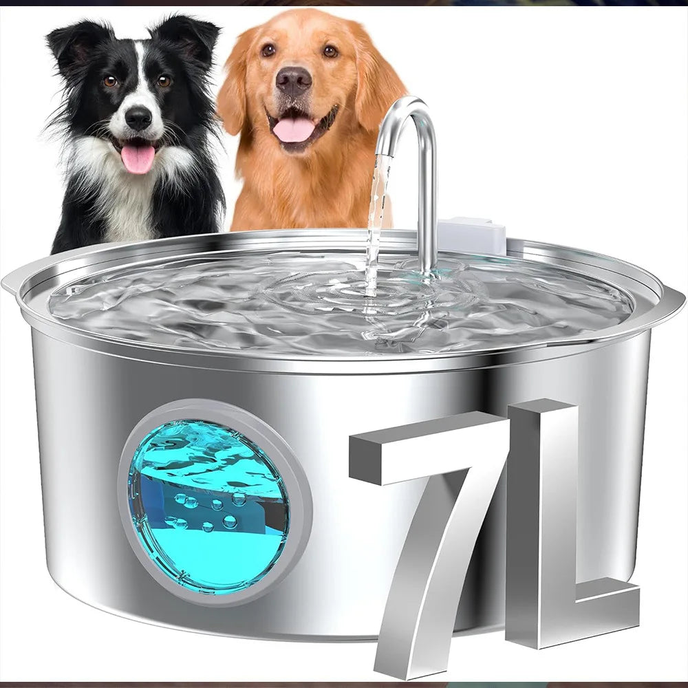 OEM 7L Large Capacity Stainless Steel Automatic Cat Water Fountain for Dogs with Filtration Ultra-quiet Pet Water Dispenser