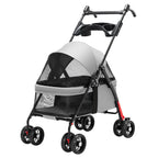 Pet Stroller Small Pull Cart Puppy Dog Walking Cart Lightweight Foldable Oxford Adjustable Zipper for Outdoor Use