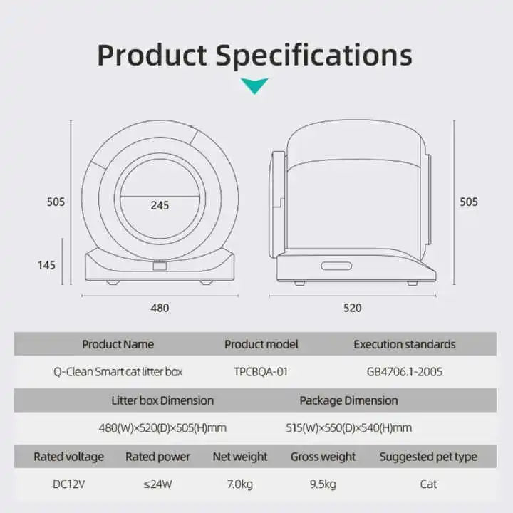 65L Automatic Self-Cleaning Cat Litter Box APP Control Detachable Tonepie Q-clean OEM ODM Smart Cat Toilet Cat Products