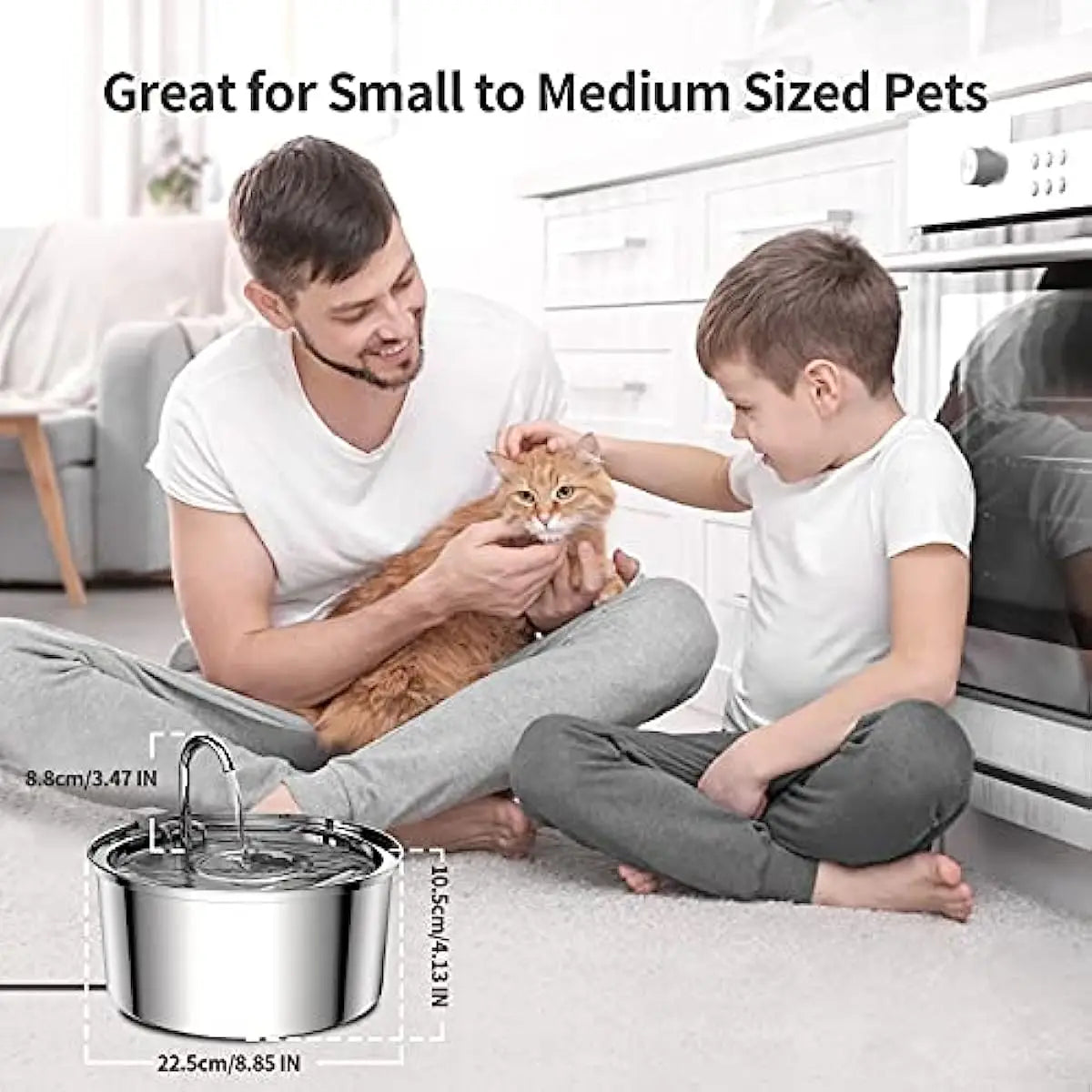 3.2L Automatic Cat Water Fountain Stainless Steel Pet Water Dispenser Filtration System Ultra-Quiet Pump