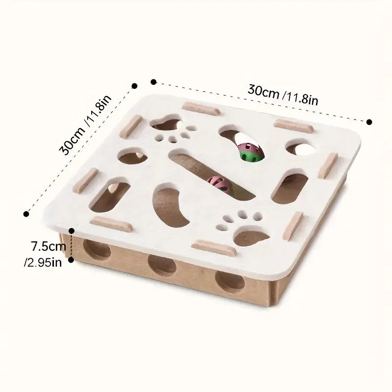 Interactive Construction Site Cat Fun Box Durable Felt Puzzle Game with Paw Prints Simple Style for Indoor Cats