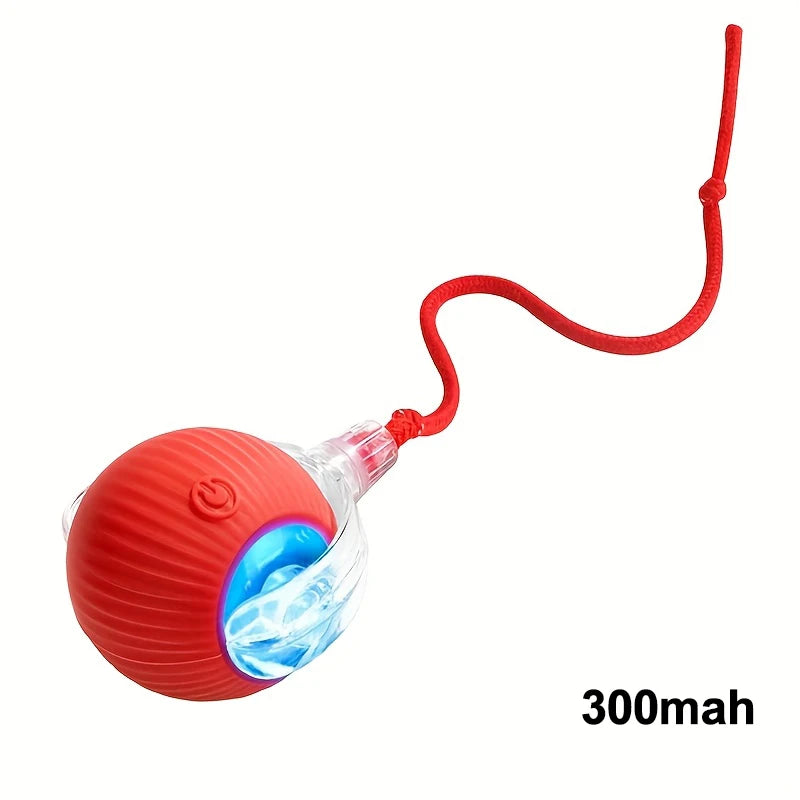 Electric Cat Toy Ball with Tail Rope 300mah USB Rechargeable Self-Moving Rolling Robot Mouse for Indoor Exercise for Kitten