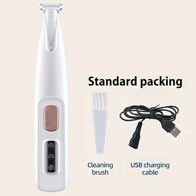 Pet Grooming Clippers Stainless Steel LED Assisted Lighting Safe Low Noise USB Rechargeable Battery Pet Beauty Electric Trimmer