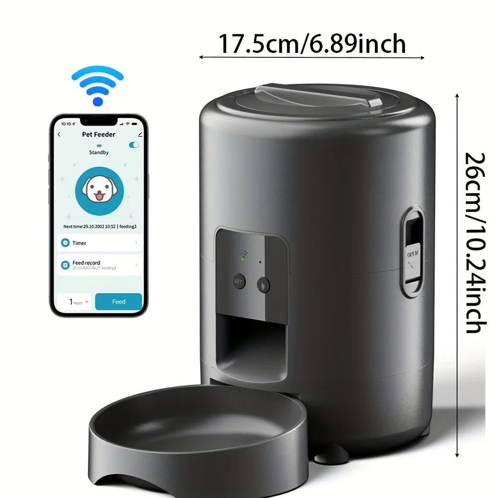 2L/67.63oz Smart Pet Feeder WiFi Remote Control Cat & Dog Food Dispenser for Small Pets Battery USB Powered Automatic Cat Feeder