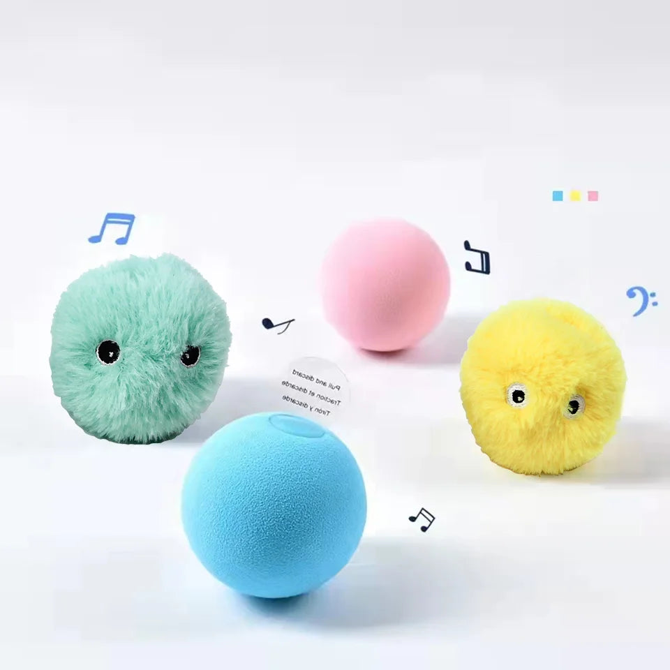 Interactive Cat Ball Smart Cat Toys Plush Electronic Pet Catnip Toy Training Kitten Touch Sounding Squeak Toy Ball Cat Supplies