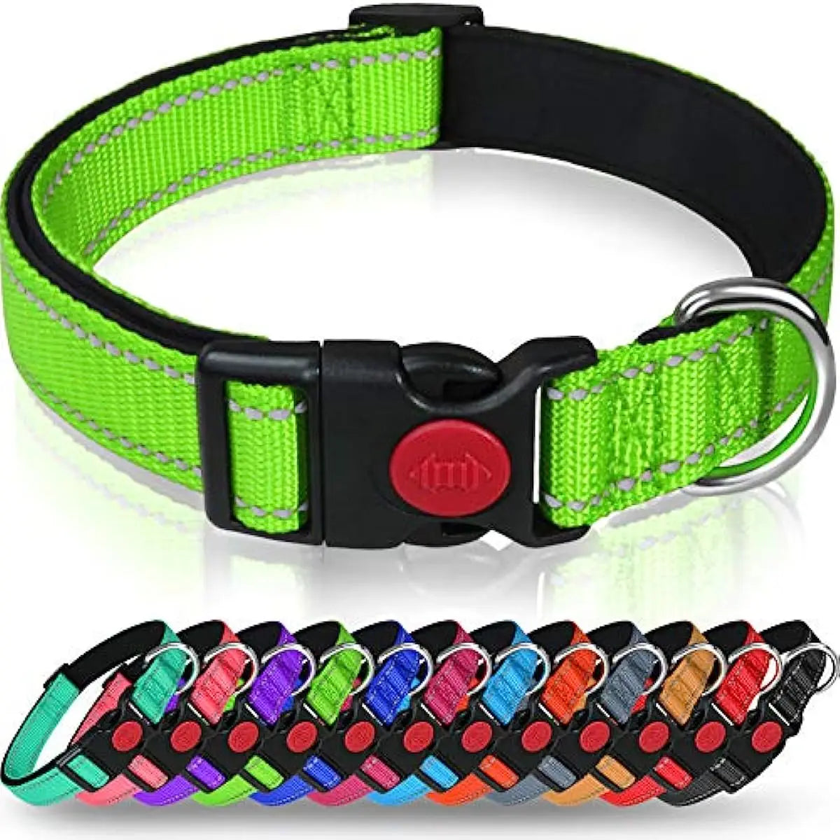 Reflective Personalized Dog Collar with Safety Locking Buckle Adjustable Nylon for Dogs-OEM Custom Logo