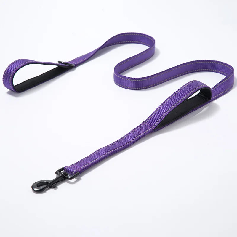 Reflective Dog Leash 2 Handles by Padded Traffic Handle for Extra Control Perfect for Medium to Large Dog Products