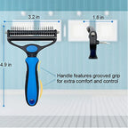 2 Sided Stainless Steel Pet Hair Remover Brush Comb for Dog Deshedding Mats & Tangles Grooming Tool