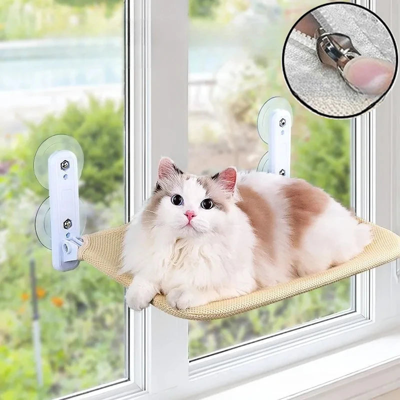 Wholesale Plastic Folding Cat Hammock with Plush Mesh Window Wall Bed Dual Suction Cup Cat Window Perch