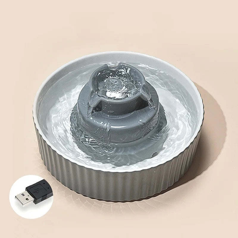 2..1L Ceramic Cat Bowl Cat Fountain with Activated Carbon Filter Custom LOGO Pet Water Dispenser Automatic for Cat Dog Drinking