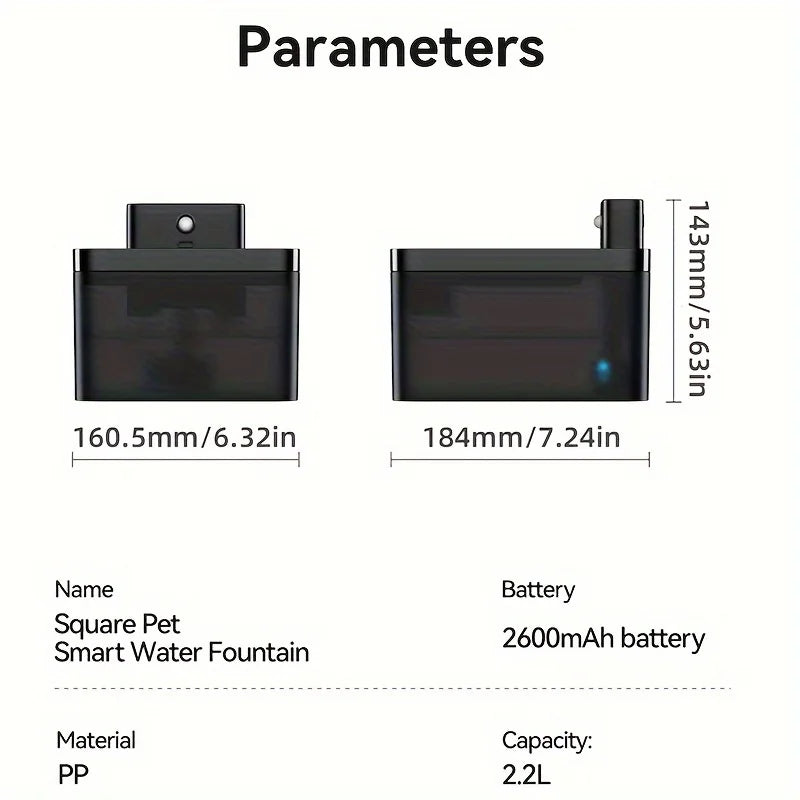 2.2L/74.4Oz Smart Cat Water Fountain Automatic Pet Water Dispenser 2000mah Battery USB RechargableCat Fountain Sensor Fountain