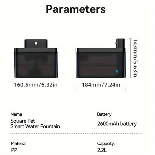 2.2L/74.4Oz Smart Cat Water Fountain Automatic Pet Water Dispenser 2000mah Battery USB RechargableCat Fountain Sensor Fountain