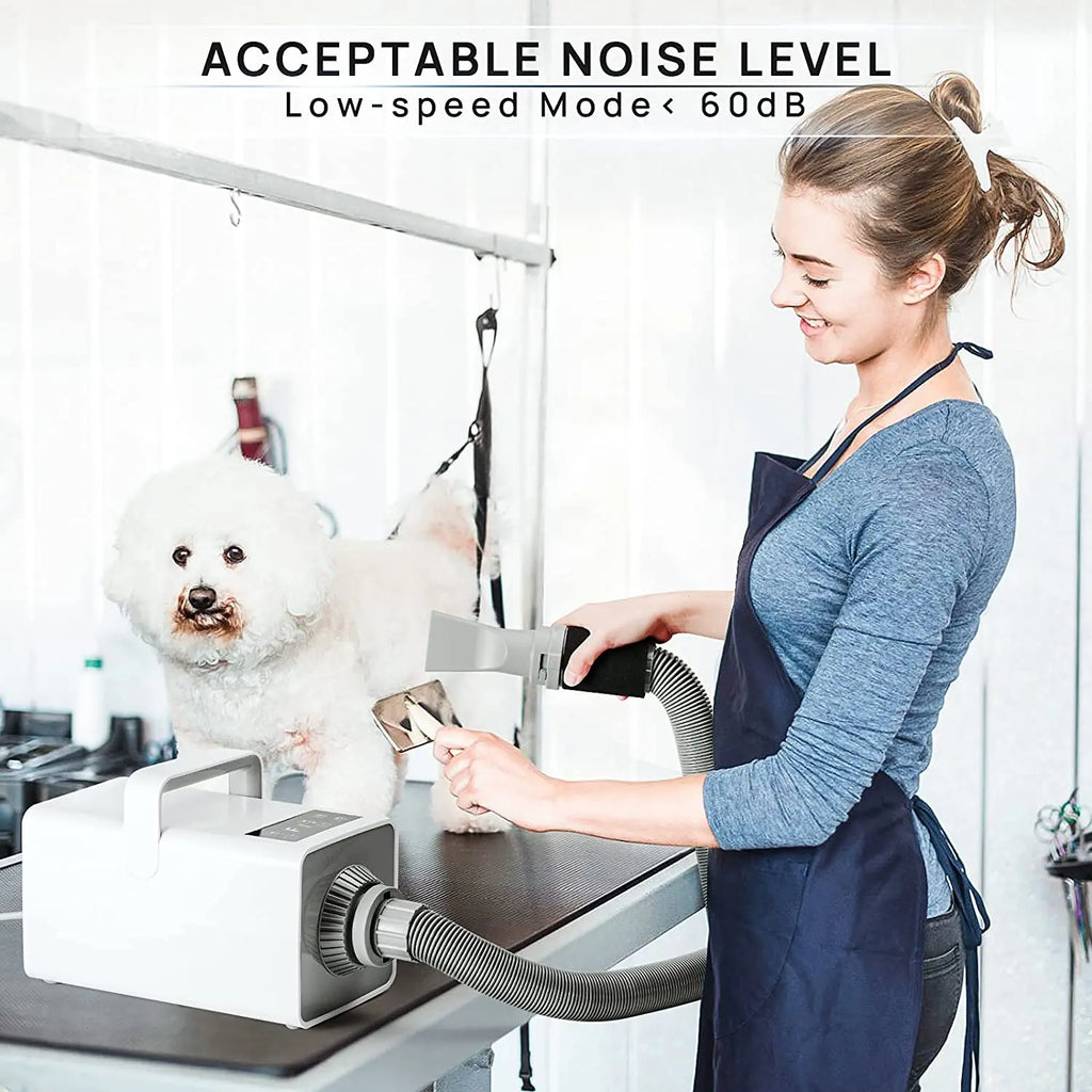 High Velocity Pet Hair Dryer 4.3HP Adjustable Heating Speed Dog Cat Blower LCD Display Touch Control Electronic Pet Hair Drying