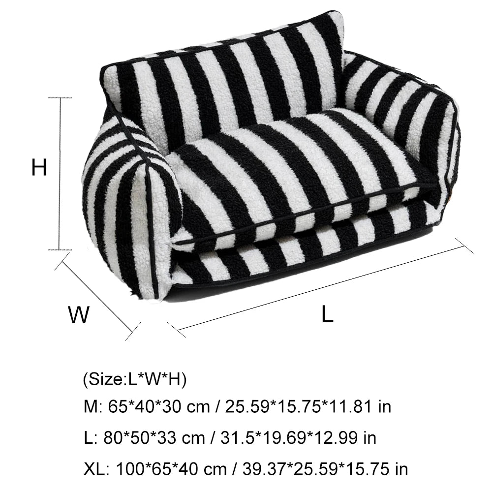 Custom Luxury Dog Sofa Bed Striped Lambswool Double Layer Dog Bed Cat Beds Cat Sofa Dog Products