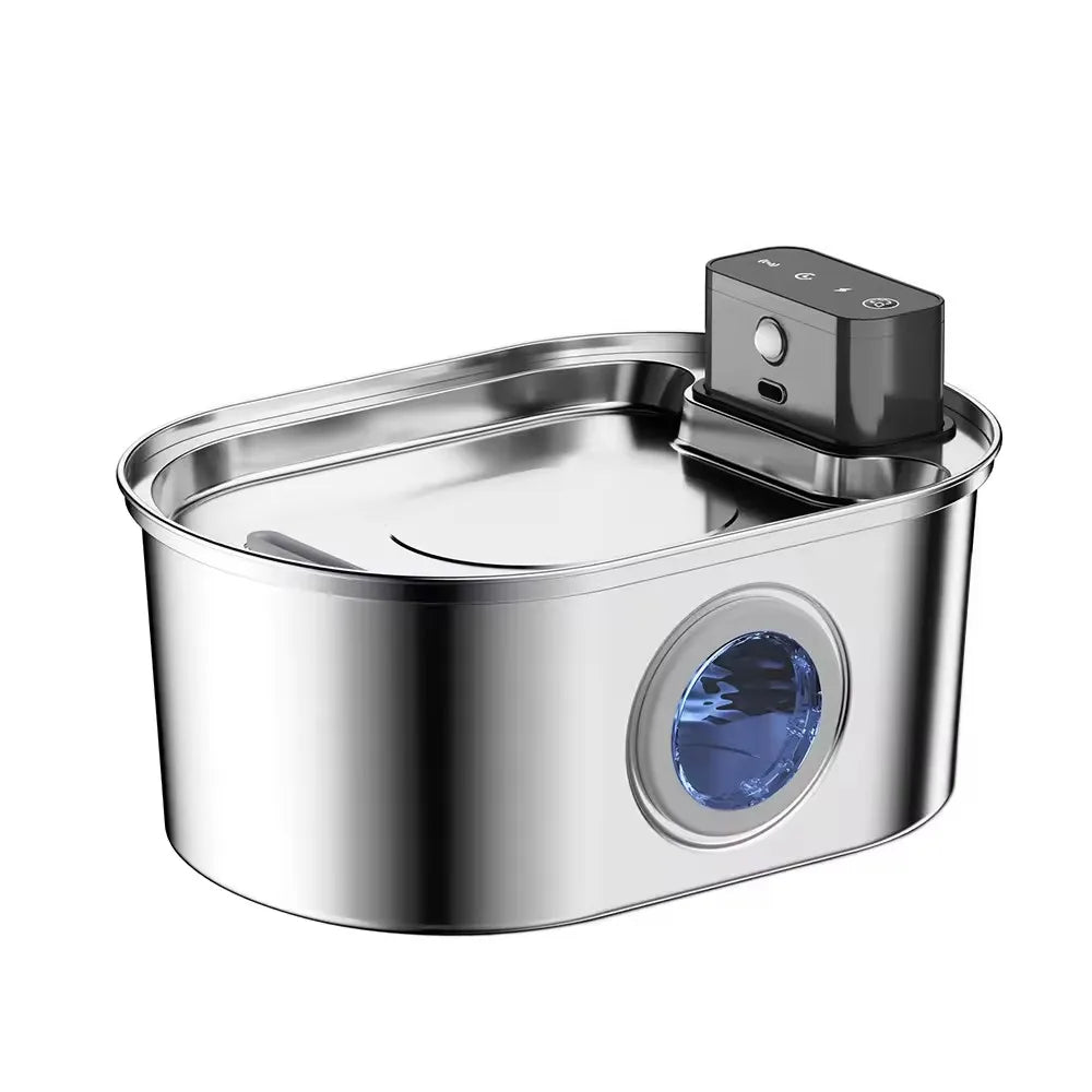 OEM ODM 3.2L Stainless Steel Wireless Automatic Cat Water Fountain Cordless 4000mah Battery Power Portable Motion Sensor Indoor