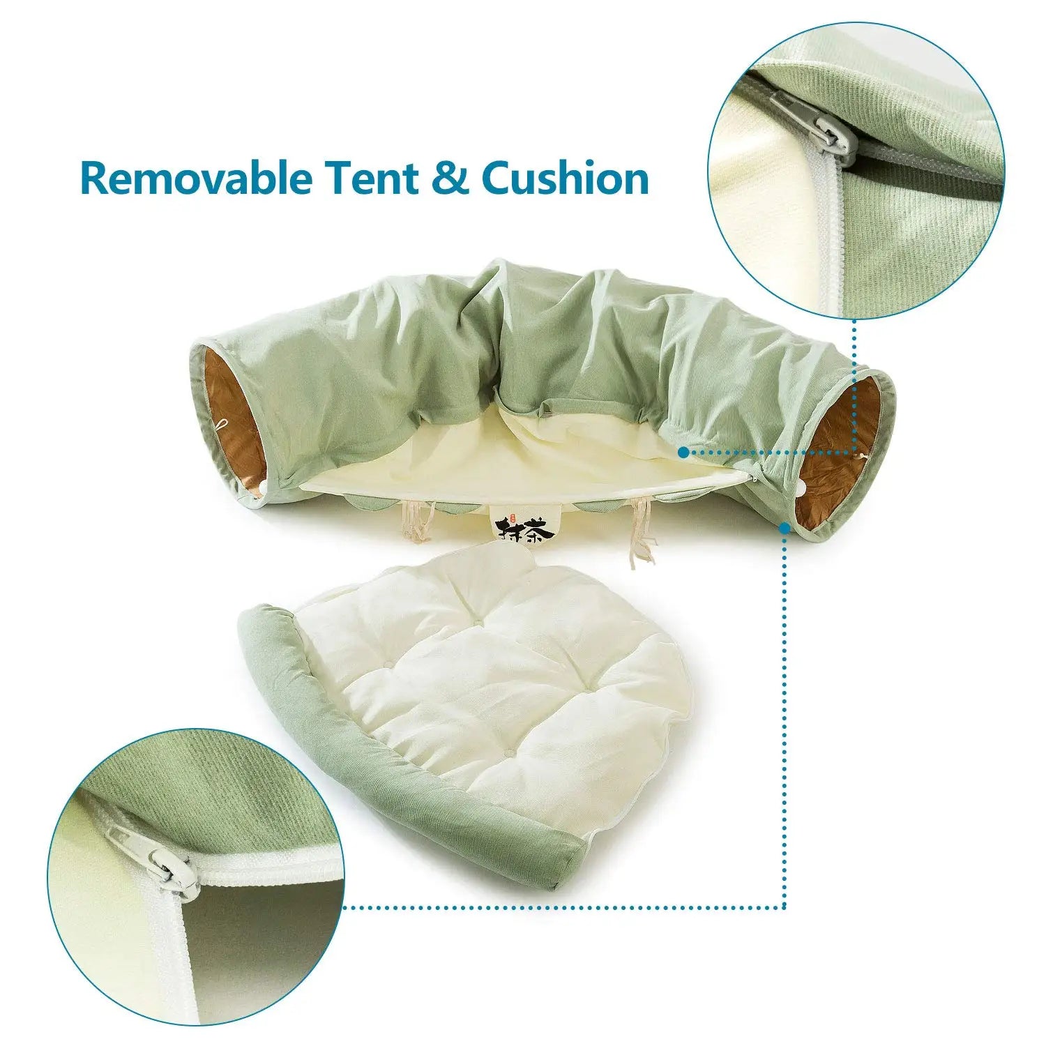 Cat Tunnel Collapsible Tubes Toys with Removable Mat Cat Bed Indoor Cat Tunnels Pet Accessories