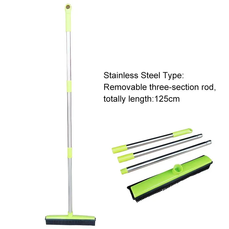 Adjustable Pet Hair Broom Stainless Steel Floor Brush Carpet Dog Hair Remover Broom Household Dog Cleaning Squeegee Long Handle