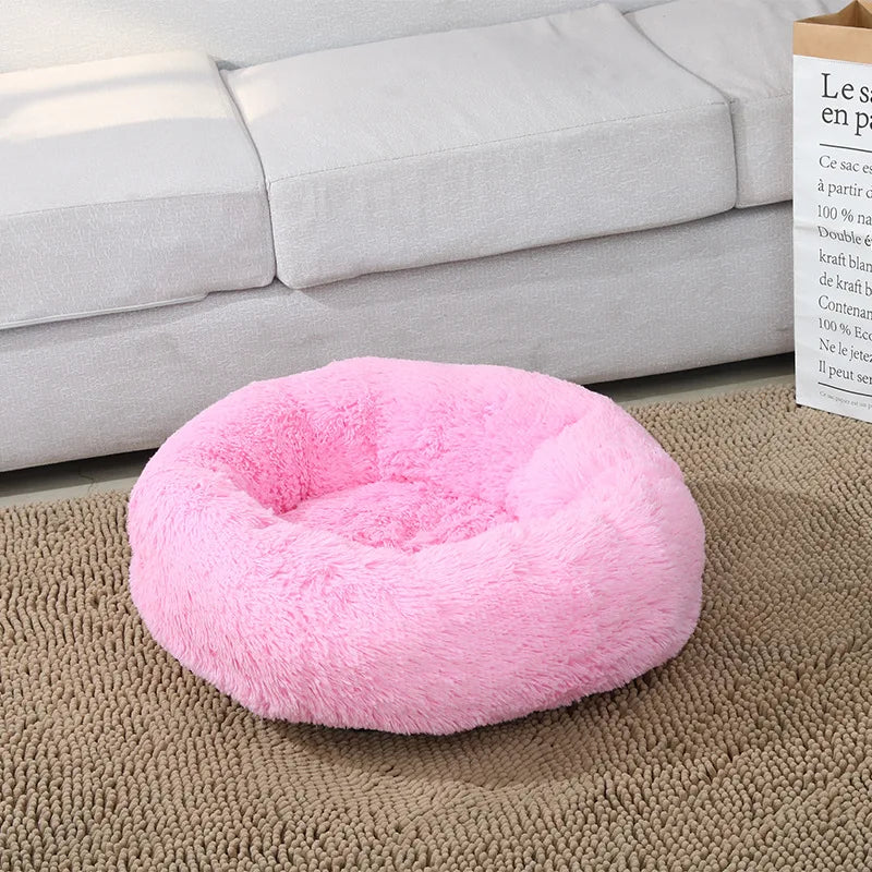 100CM Eco-Friendly Breathable Solid Plush Dog Bed with PP Cotton Material Round Design for Dogs