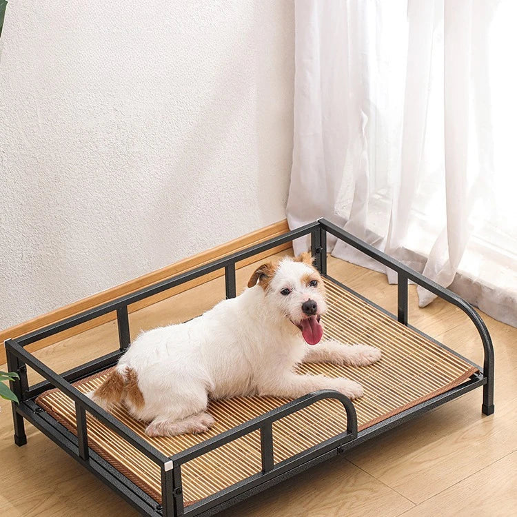 Large Carbon Steel Dog Bed Off-The-Ground Moisture-Proof with Removable Washable Feature Universal Camp Pet Bed for Summer