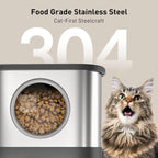 5L Automatic Cat Feeders for Two Cats Stainless Steel 2 Bowls Pet Feeder for Cats Dogs Timed Cat Feeder Pet Dry Food Dispenser