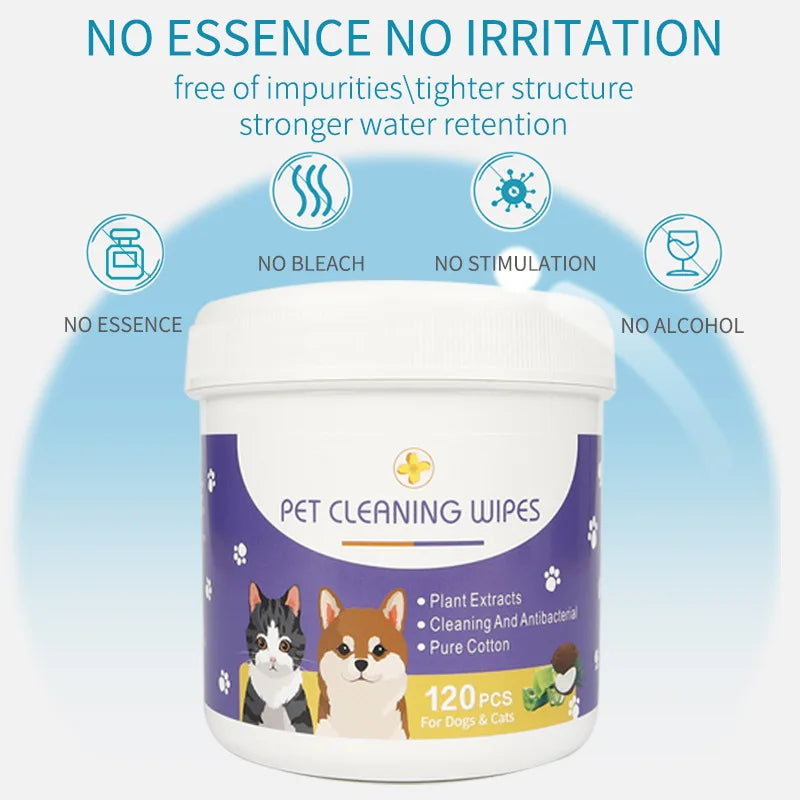 Pet Cleaning Finger Wipes Dog Ear Wipes Cat Eye Wipes Gently Cleans Ear Wax Debris Tear Stain Eye Discharge Mucus Secretions