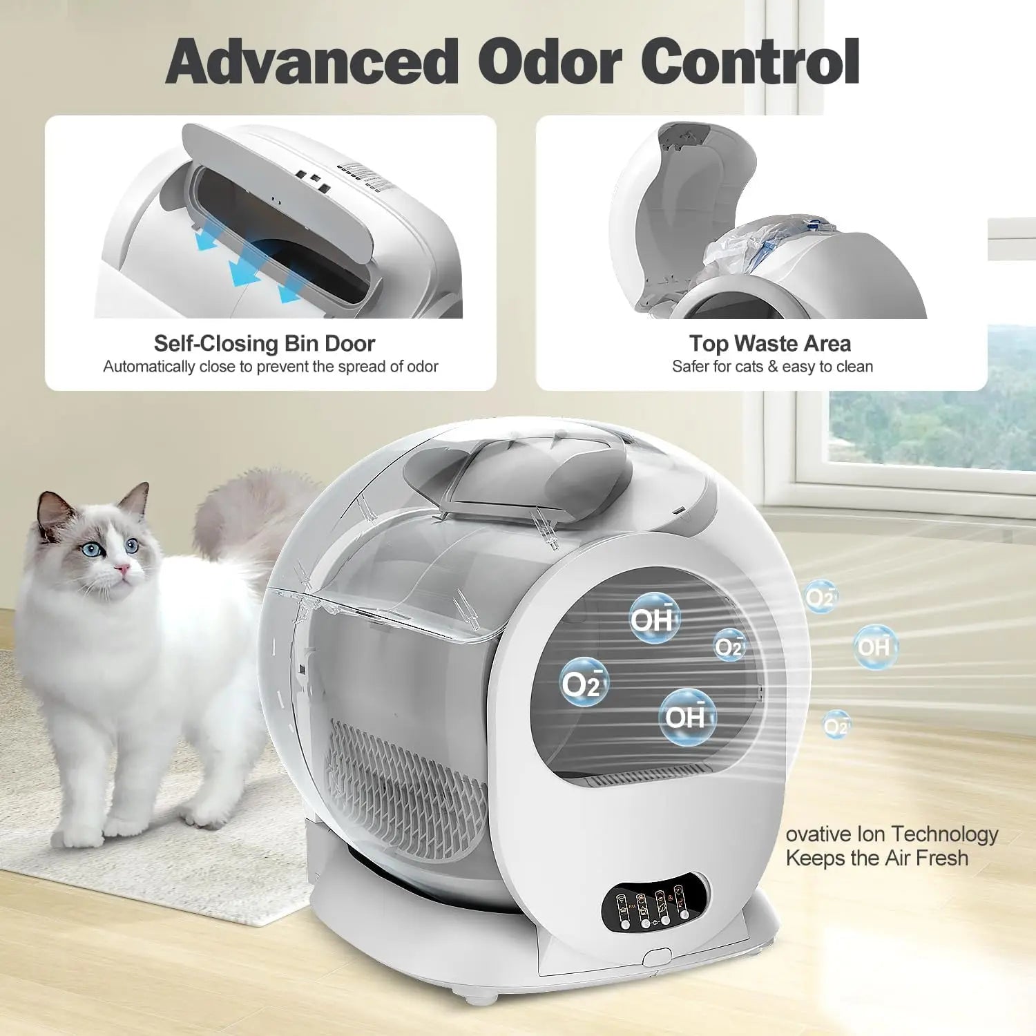 Automatic Cat Litter Box for Multiple Cats with App Control Odor Removal Self Cleaning Litter Box Automatic Cleaning
