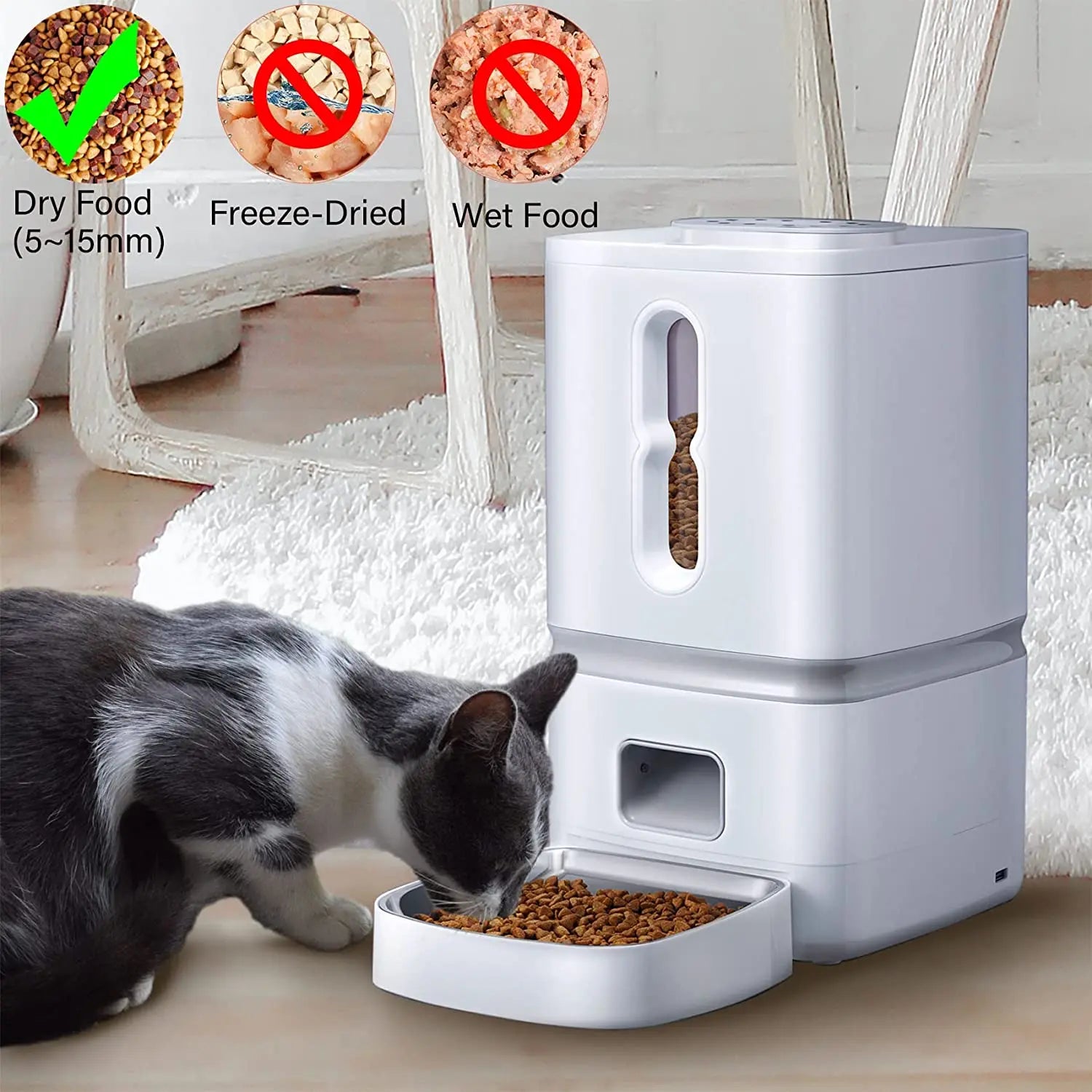 7L Automatic Cat Feeder 1-4 Meal Portion Automated Food Dispenser Timed Cat Feeders for Dry Food Smart Feeder