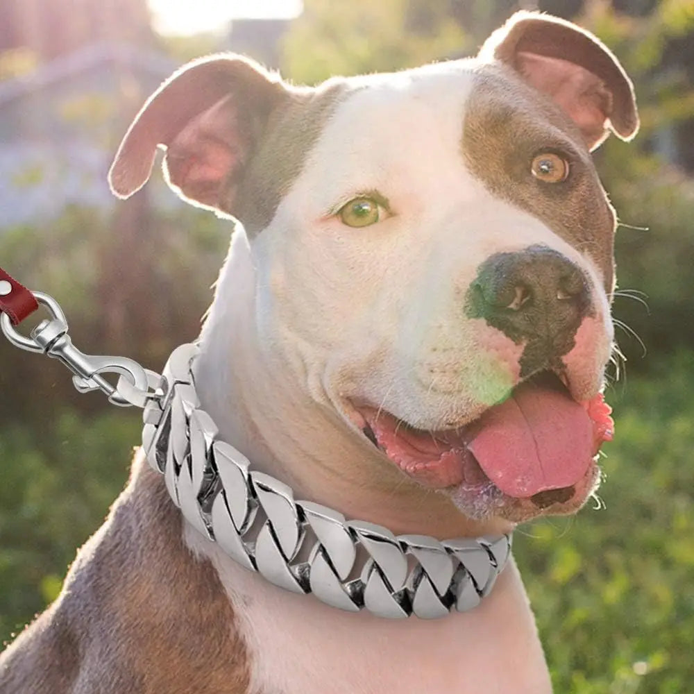 Luxury Gold Chain Dog Collars Heavy-Duty Pet Collars Choke Cuban Dog Chain for Large Dog Products