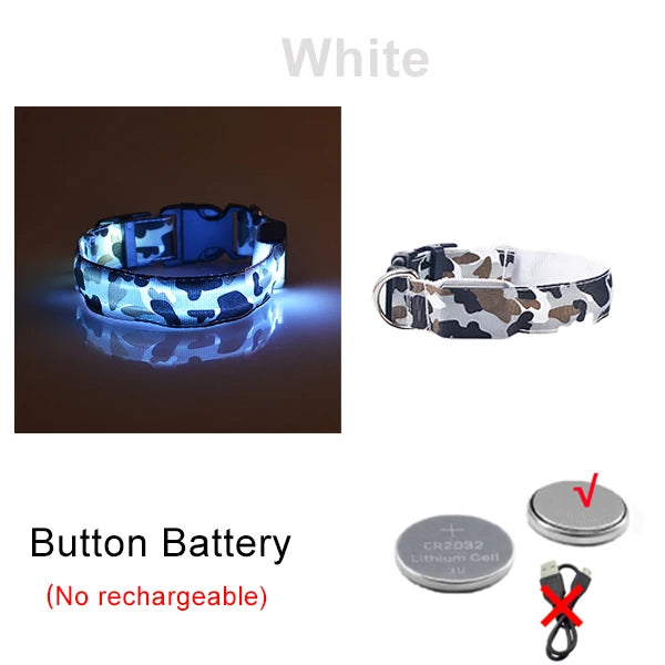 USB Rechargeable Dog Collar Light Luminous Flashing Glowing Bright Nylon Electronic Pet Reflective LED Dog Collar Night Safety