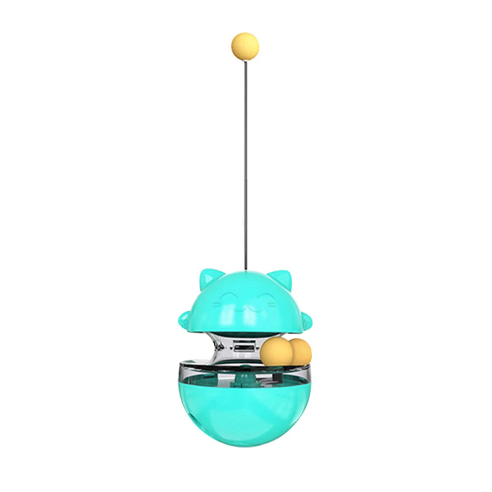 Eco-Friendly Plastic Cat Teaser Stick Slow Feeder Ball Funny Tumbler Food Dispenser for Kitten Pets Supplies