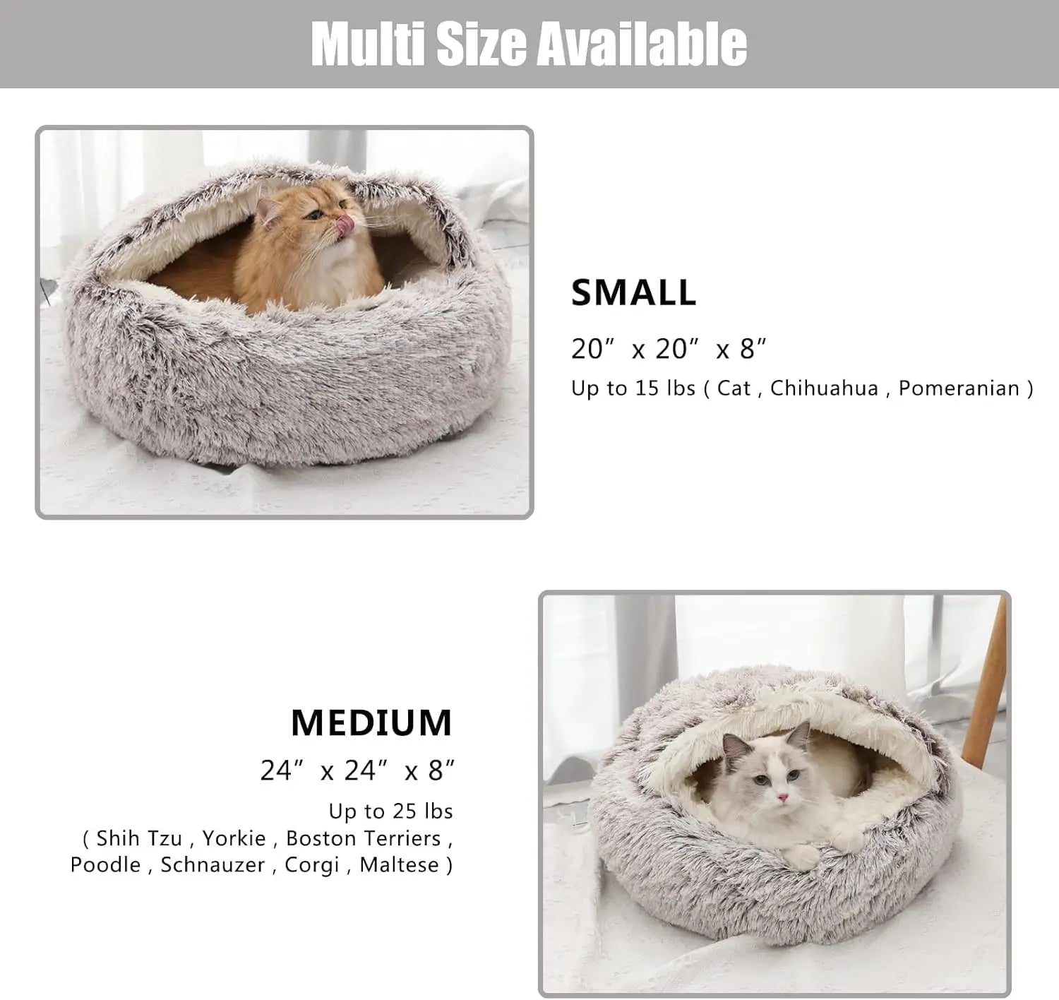 Summer All Seasons Round Shape Long Plush Warm Cozy Comfy Pet Dog & Cat Bed Large Dog Cushion