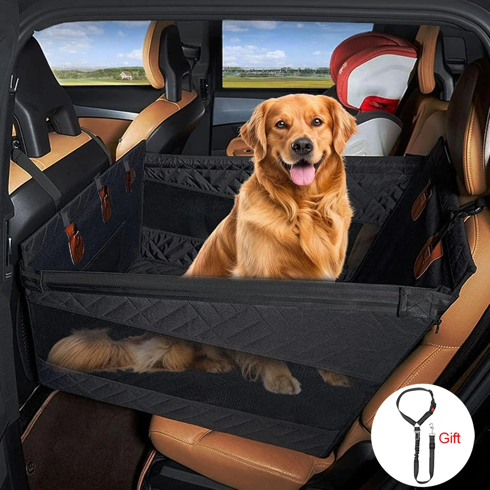 Extended Dog Car Seat Back for Dog Car Seat Cover Oxford Cat Back Seat Back Pet Hammock with Safety Belt for Medium Large Dogs