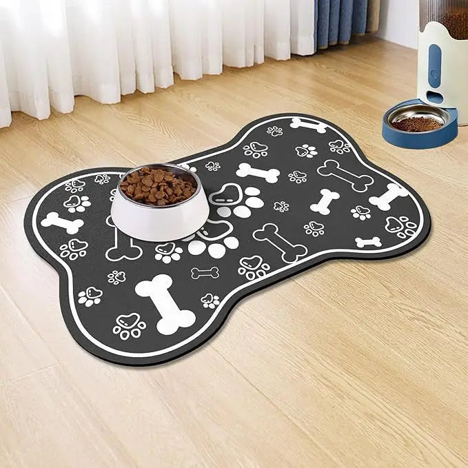 Non Slip Silicone Pet Food Mat Rapid Absorbent Dog Cat Square Bone Shaped Feeding Mat