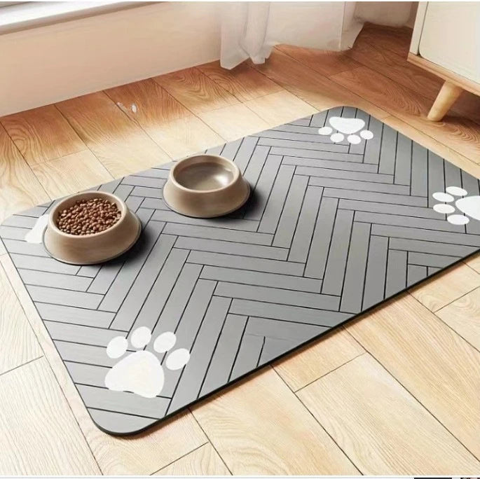 Durable and Easy-to-Clean Pet Mat with Modern Animals Pattern for Feeding and Play Areas